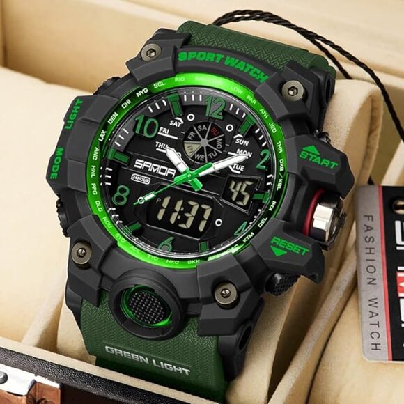 NEW Men's Watches Sports Outdoor Waterproof Military Tactics LED Alarm Stopwatch - Picture 1 of 5